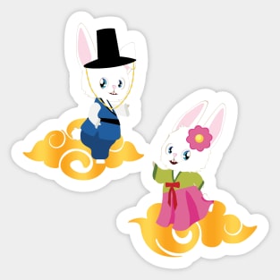 Rabbits in hanbok Sticker